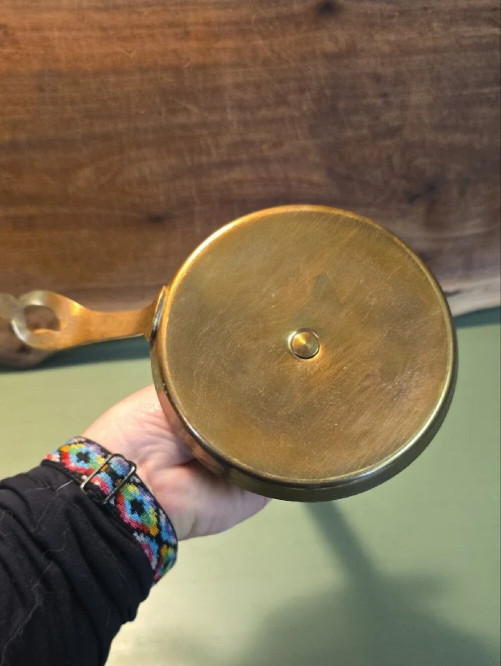 Brass Chamberstick Candle Holder with Cream Taper Candle